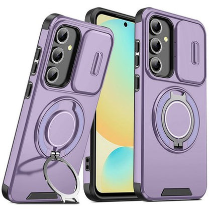 For Samsung Galaxy S25+ S25 Plus /S24+ Hybrid Case with 360° Magnetic Ring Stand, Camera Slide Protector & Compatible with MagSafe Case Cover