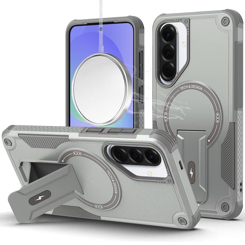 Magnetic Kickstand Rugged Shockproof Armor Grip Anti Slip Heavy Duty Protective Matte Stand Hybrid