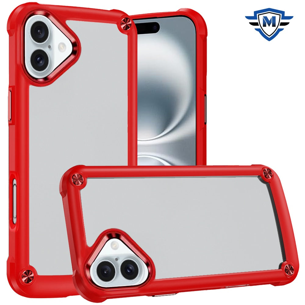 For Apple iPhone 16 (6.1") Ultimate Hybrid Transparent Rubber with Metal Buttons & Camera Edges Hard TPU Frame Corner Bumper Case Cover