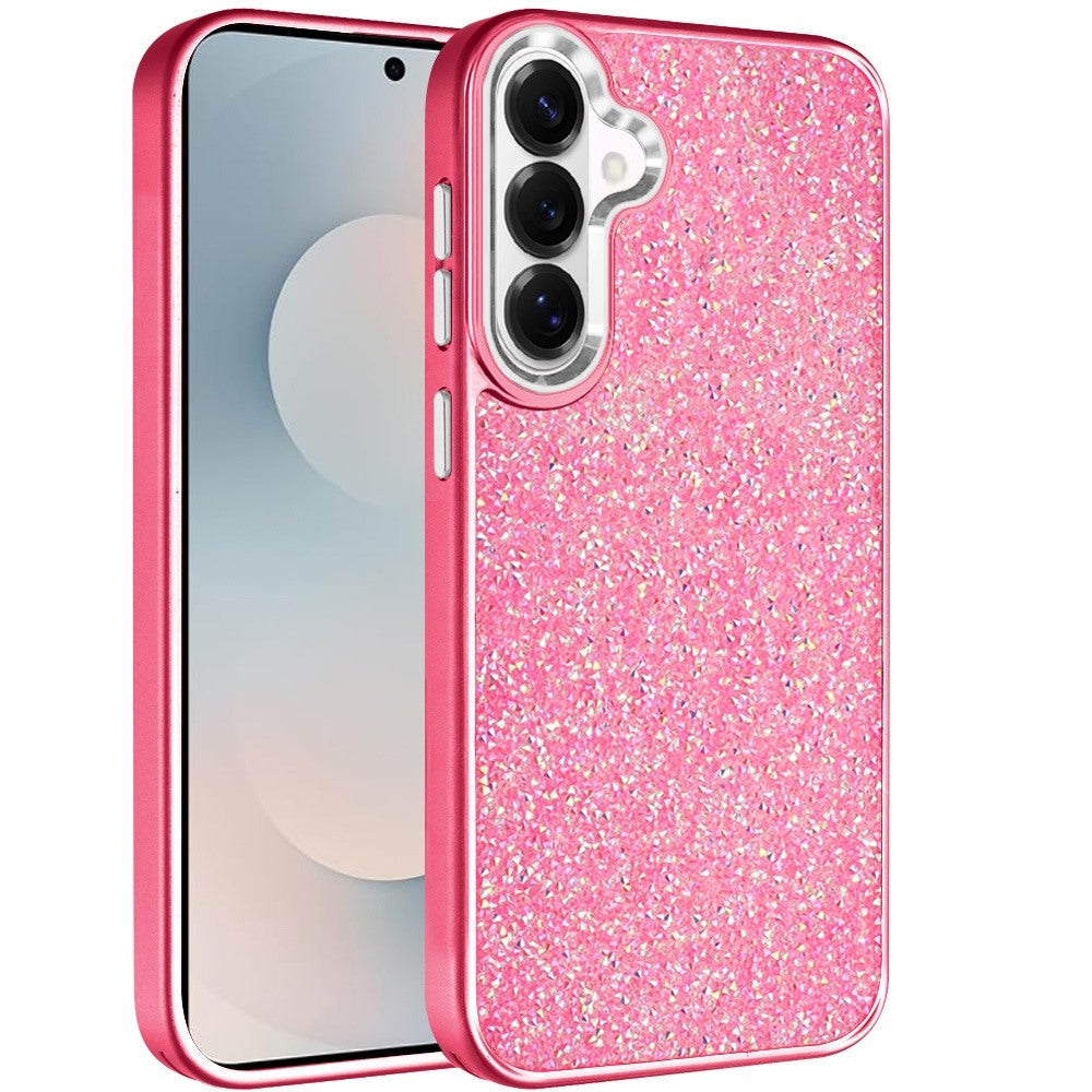 For Samsung Galaxy S26 Crystal Sparkle Diamond Glass Full Mini Glitter Bling Frame TPU Hybrid Protective Case Cover