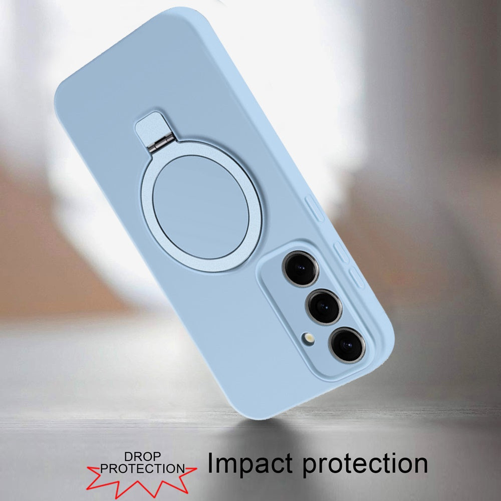 For Samsung Galaxy S24+ Plus Magnetic Ring Stand Liquid Silicone Shock Protection Soft Grip Anti Slip Durable Design for Plus Series Case Cover