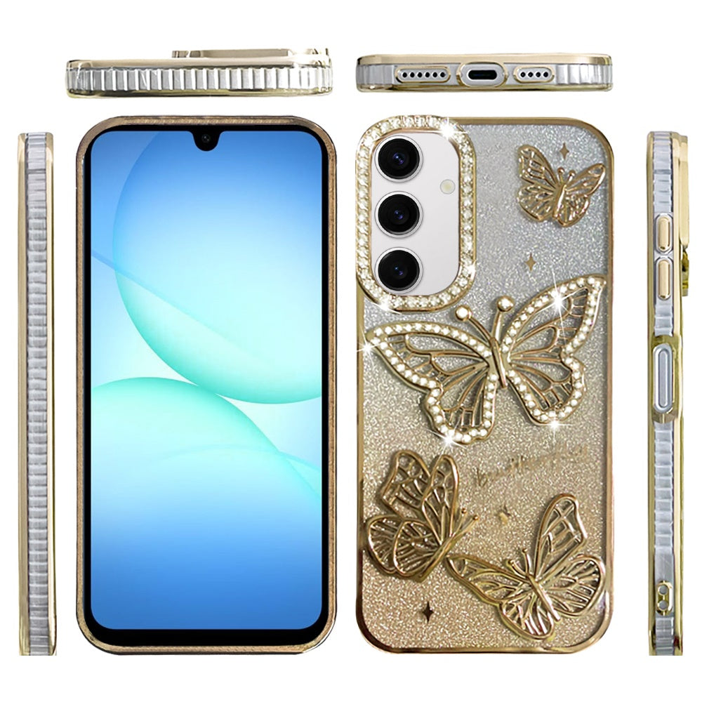 Phone Case for Samsung Galaxy A17 5G Butterfly Freedom Shimmer Glitter Thick TPU Shockproof Anti Slip Durable Protective Design Cover