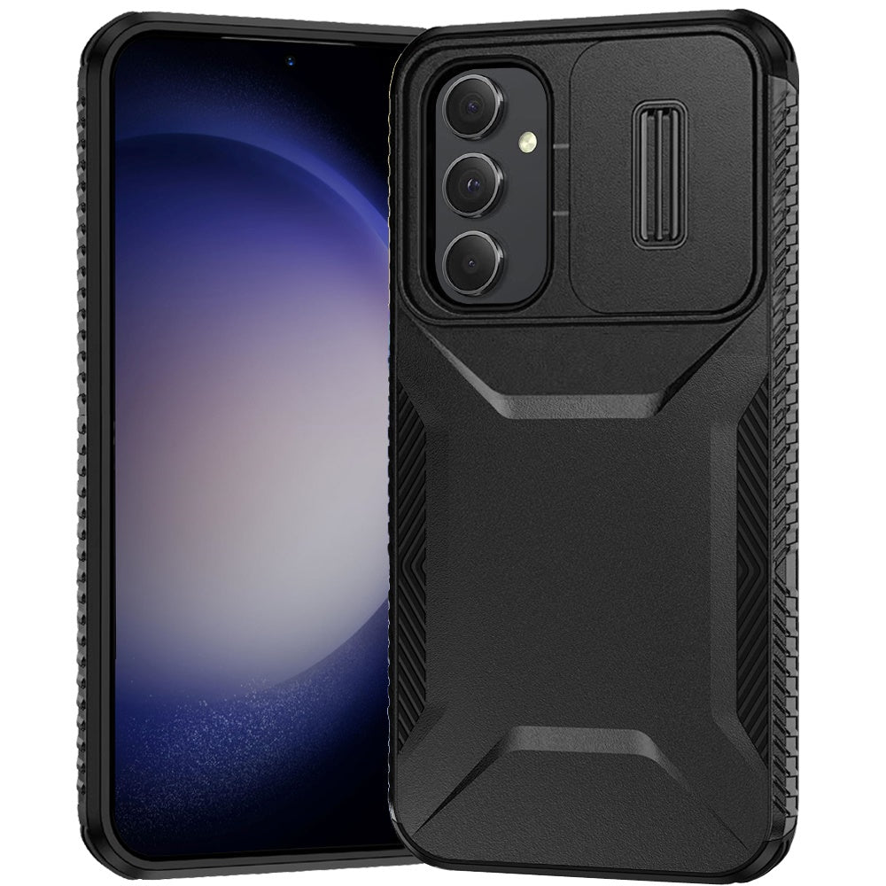 For Apple iPhone 13 (6.1") Slim Fit Shockproof Hybrid with Slide Camera Window Covering, Rugged Tpu Silicone Hard PC Bumper Case Cover