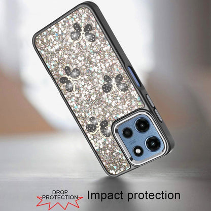 Phone Case for Motorola Moto G Play 5G 2026 Cute Butterfly Diamond Glitter Metallic Hybrid Shockproof Shimmer Grip Stylish Protective Luxury Designer Cover