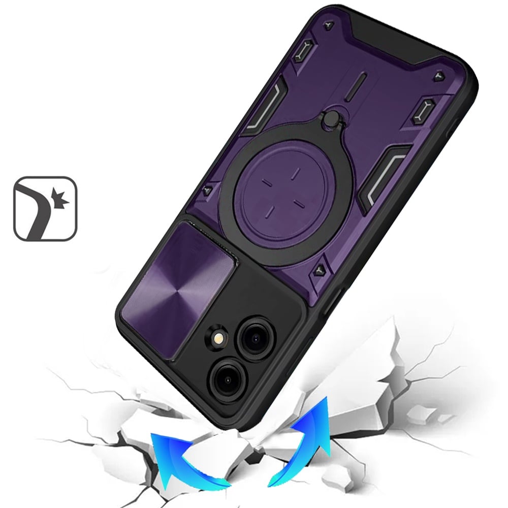 Phone Case Cover for Samsung Galaxy A07 4G Hybrid Magnetic 360° Ring Kickstand, MagSafe Compatible, Durable Full Camera Lens Protection Cover