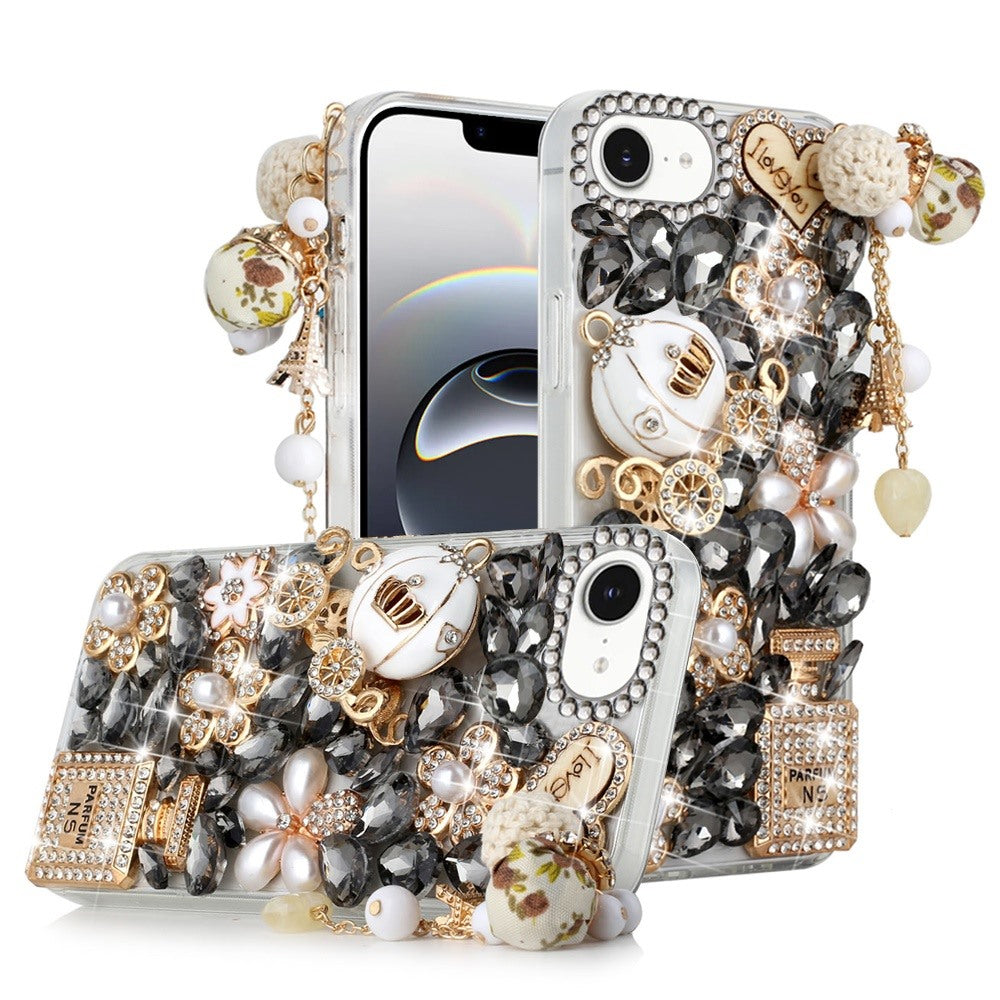 For Apple iPhone 17E /16E Bling Crystal 3D Full Diamonds Luxury Sparkle Rhinestone Hybrid Case Cover