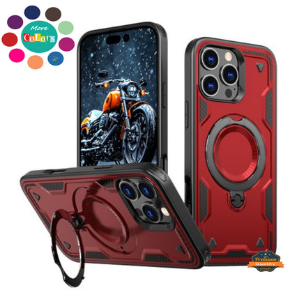 For Apple iPhone 16 (6.1") Ring Holder Case, Military-Grade Shockproof Protective Cover with Magnetic Kickstand [Compatible with Magsafe] Case Cover