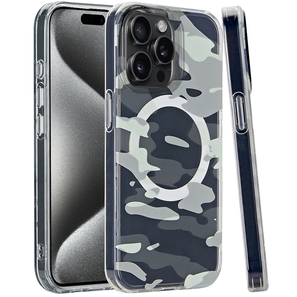 For Apple iPhone 16 Plus (6.7") Floral Pattern Design Cute Clear Hybrid Compatible with Magsafe Double Layer Soft TPU Hard PC Case Cover