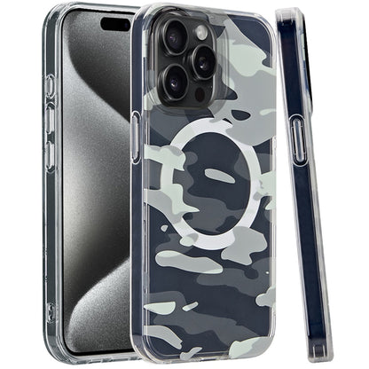 For Apple iPhone 16 Plus (6.7") Floral Pattern Design Cute Clear Hybrid Compatible with Magsafe Double Layer Soft TPU Hard PC Case Cover