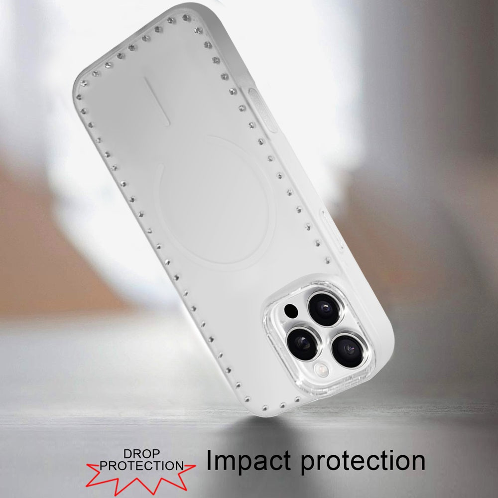 Phone Case for Apple iPhone 16 Pro Max Magnetic Frosted Diamond Bling Edge Hybrid Shockproof Protective Matte Grip Durable Anti Scratch Premium Slim Cover