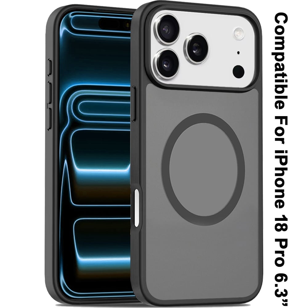 Phone Case for Apple iPhone 18 Pro Magnetic Matte Hybrid Shockproof Smooth Grip Durable Camera Protection Anti-Slip Soft Touch TPU Armor Cover
