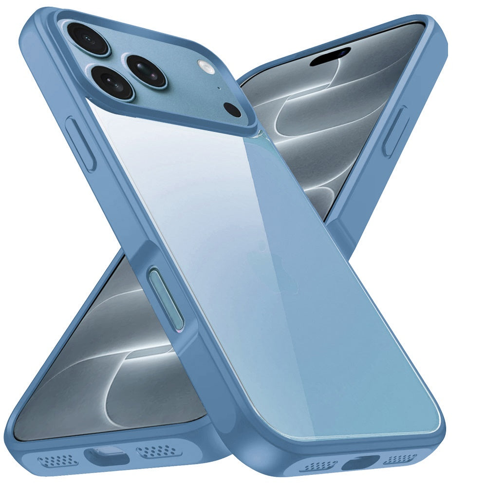 Phone Case for Apple iPhone 18 Pro/ iPhone 17 Pro Transparent Thick 2.0mm Hybrid Shockproof Rubber TPU Protective Slim Fit Grip Durable Clear HQ Design Cover Blue