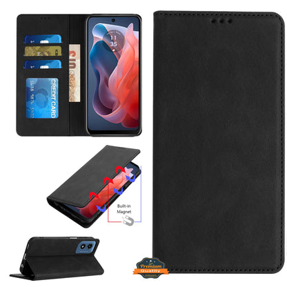 For Motorola Edge 2025 Wallet Pouch with Credit Card Holder Flip, Magnetic Closure Vegan Leather and Stand Case Cover