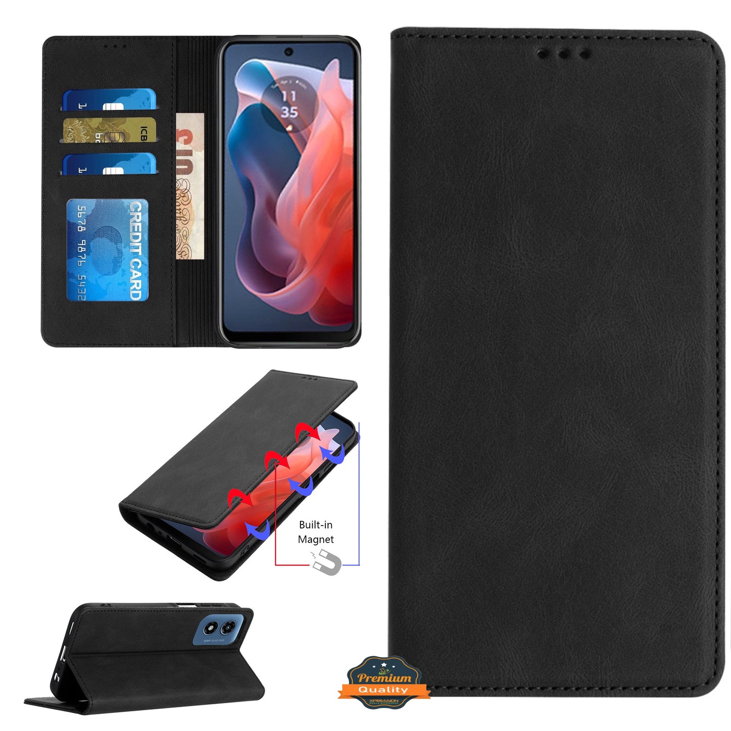 For Apple iPhone 17 AIR Wallet Pouch with Credit Card Holder Flip, Magnetic Closure Vegan Leather and Stand Case Cover