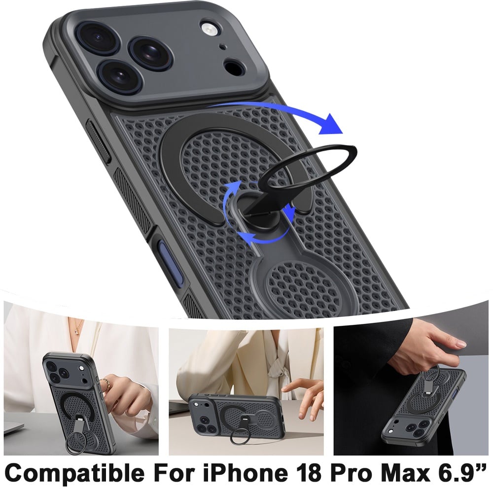 Phone Case for Apple iPhone 18 Pro Max Magnetic Honeycomb Hybrid Rugged Armor Ring Kickstand Dual Layer Shock Absorbing Hard PC Soft TPU Cover
