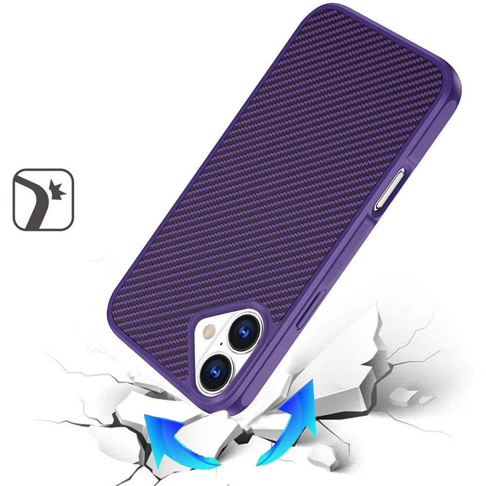 For Apple iPhone 17 (6.3") Carbon Fiber Design with Magnetic HQ 2.0mm Thick Hybrid Shockproof Rubber Hard PC Case Cover