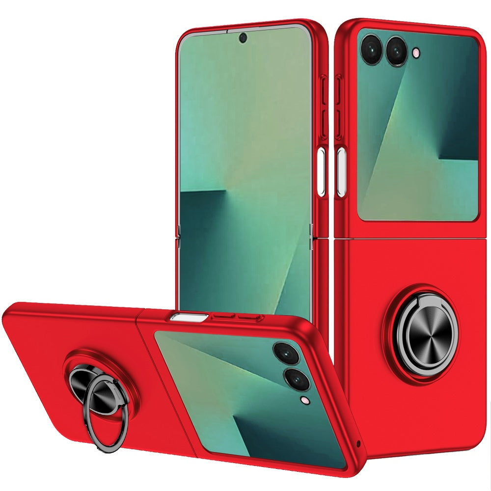 For Samsung Galaxy Z Flip 7 Hybrid 360 Degree Rotatable Metal Invisible Ring Stand Holder Slim Fit Magnetic Car Mount Shockproof Case Cover