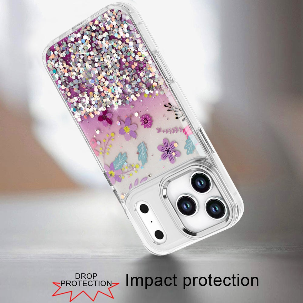 Phone Case for Apple iPhone 17 Pro Max Luxury Glitter Epoxy Design Chrome Metallic Edge Shockproof Protective Stylish Fashion Durable Slim Premium Finish Cover
