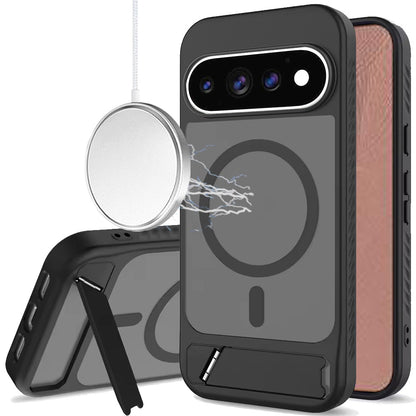 Phone Case for Google Pixel 11 /11 Pro Matte Magnetic Metal Kickstand Shockproof Grip Anti Slip Durable Protective Heavy Duty Hybrid Cover