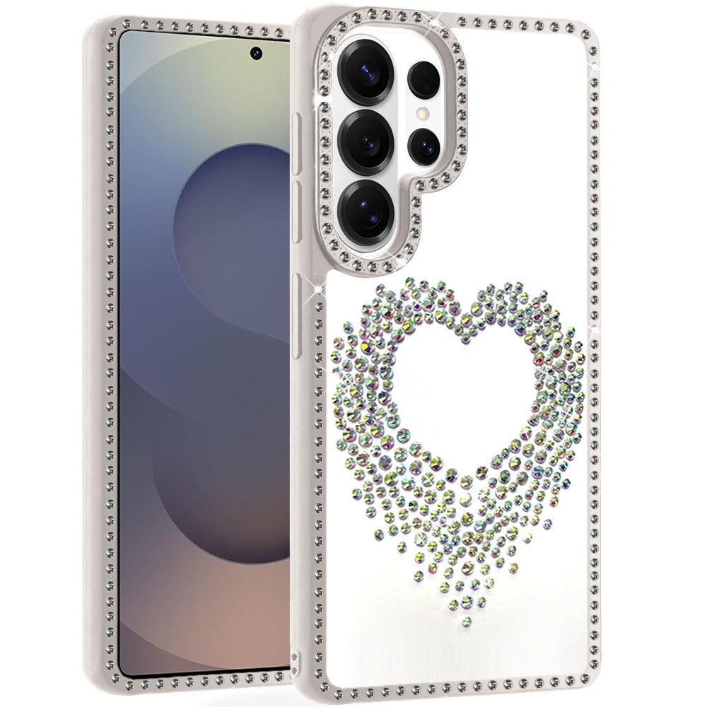 For Samsung Galaxy S26 Ultra Angel Hearts Glitter Shimmer Diamond Edge Hybrid Drop Protection Shockproof Design Compatible Case Cover