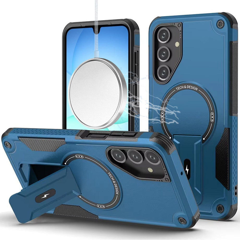 For Samsung Galaxy A17 5G Magnetic Invisible Kickstand Holder with Magsafe, Slim Fit Shockproof Hybrid Military Grade Heavy Duty Case Cover