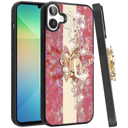 For Motorola Razr 2025 /2024 Diamonds 3D Butterfly Bling Sparkly Glitter Ornaments Engraving Hybrid with Stand Fashion Case Cover Enchanted Butterfly Red