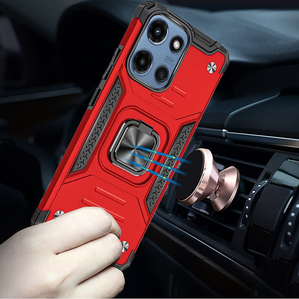 For Motorola Moto G Power 5G 2025 Armor Hybrid Magnetic Stand with Ring Holder Kickstand Shockproof Heavy-Duty Durable Rugged TPU Dual Layer Case Cover