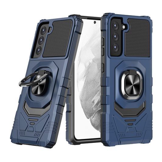 For Hybrid Dual Layer with 360° Rotate Magnetic Ring Stand Holder Kickstand TPU Rugged PC Shockproof Blue Tablet Case Cover