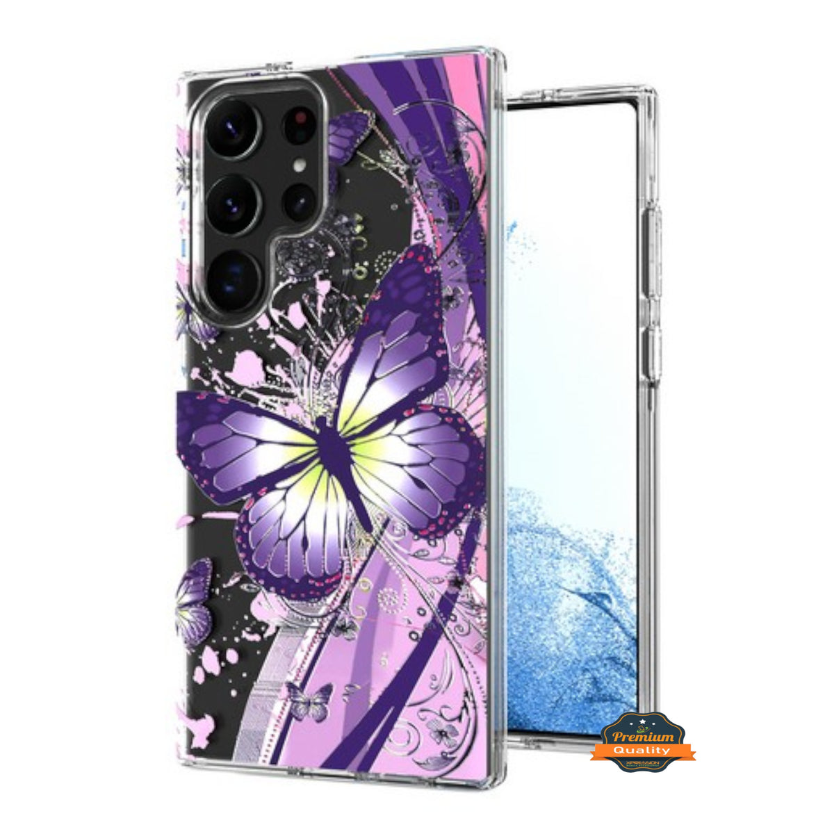 For Samsung Galaxy S25 EDGE Hybrid Clear Frame with Trendy Pattern Design, Shockproof Hard Back & TPU Rubber Case Cover