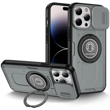 For Samsung Galaxy S25 /S24 Build in Invisible Magnetic Ring Stand with Slide Camera Protector, fit Magnetic Car Mount [Compatible with MagSafe] Case Cover