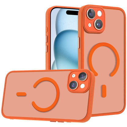Phone Case for iPhone 15 Matte Frosted Magnetic Back Hybrid Hard PC Soft TPU Camera Protection Slim Shock Absorbing Anti Fingerprint Cover