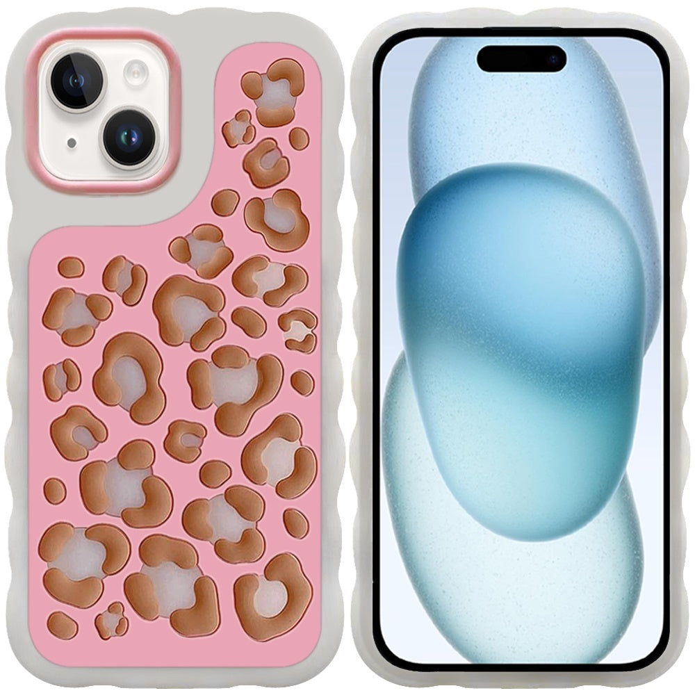 Phone Case for iPhone 15 Fashionable Silicone Textured Decorative Design Pattern Protective Rubber TPU Hybrid Protection Cover
