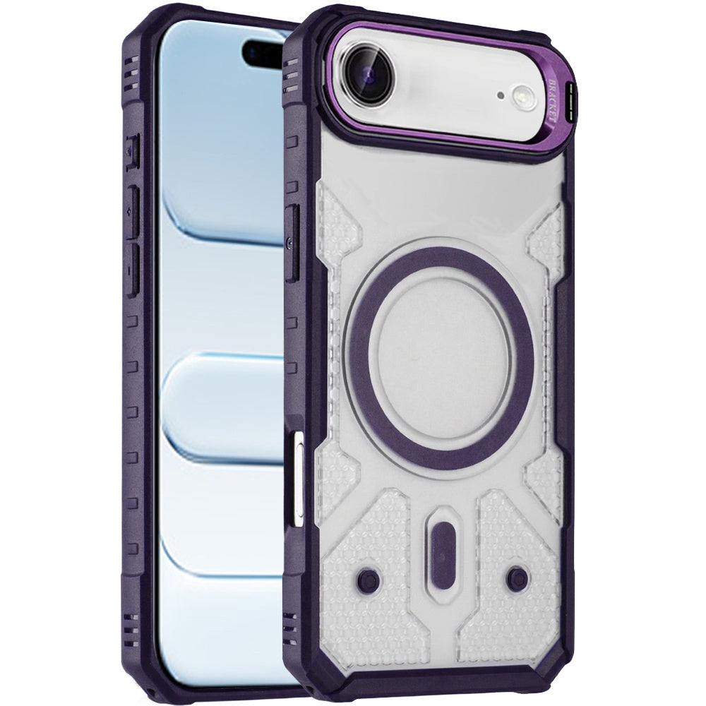 For Apple iPhone 17 AIR Transparent Tough Dotted Magnetic Case with Camera Stand & Hybrid Grip Shockproof Case Cover