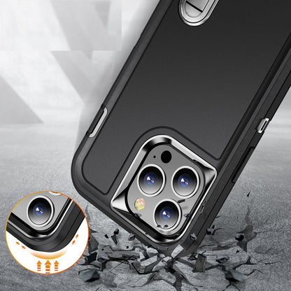 For Samsung Galaxy S23 FE /Fan Edition Hybrid 3 Layers Hard 3in1 Shockproof with Kickstand Heavy Duty Hard TPU Rubber Anti-Drop Case Cover Black