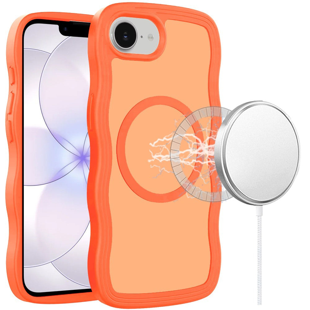 For Apple iPhone 17E /16E Grip Hand Magnetic Hybrid Case Shockproof Protection Matte Skin Rubber TPU + PC Case Cover Cosmic Orange