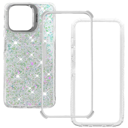 Phone Case for Motorola Moto G 5G 2026/ 2025 Luxury Bling Scattered Glitter Hybrid Dual Layers with Integrated Camera Stand and Sparkle Finish Design Cover