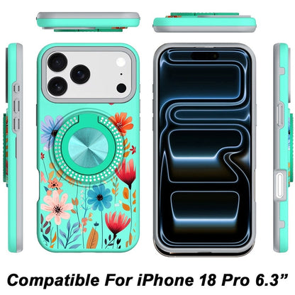 Phone Case for Apple iPhone 18 Pro Magnetic Ring Stand Matte Metal Hybrid Car Mount Friendly Shockproof Rotational Grip Diamond Design Pattern Cover