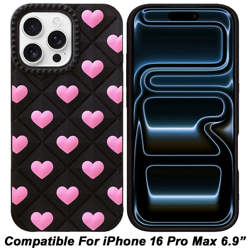 Phone Case for iPhone 16 Pro Max (6.9") Fashionable Silicone Textured Decorative Design Pattern Protective Rubber TPU Hybrid Protection Cover