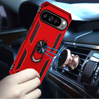 For Google Pixel 10 /Pixel 10 Pro Hybrid Shockproof Durable 360 Degree Rotatable Ring Stand Holder Kickstand Fit Magnetic Car Mount Case Cover