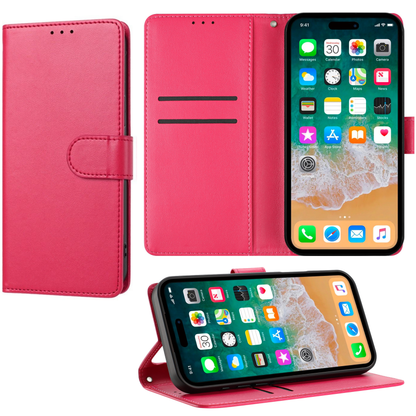 Phone Case for Google Pixel 10 /10 Pro Leather Wallet Folio Credit Card Holder with Magnetic Closure Wrist Strap Classic Flip Design Storage Slots Cover Pink