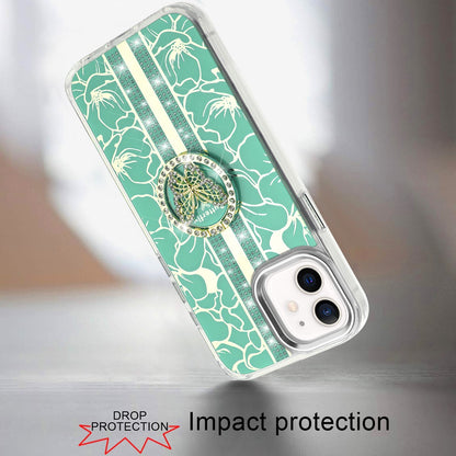 For Samsung Galaxy A37 Diamonds 3D Butterfly Floral Design Bling Sparkly Glitter Hybrid Metal Fashion with Ring Stand Case Cover