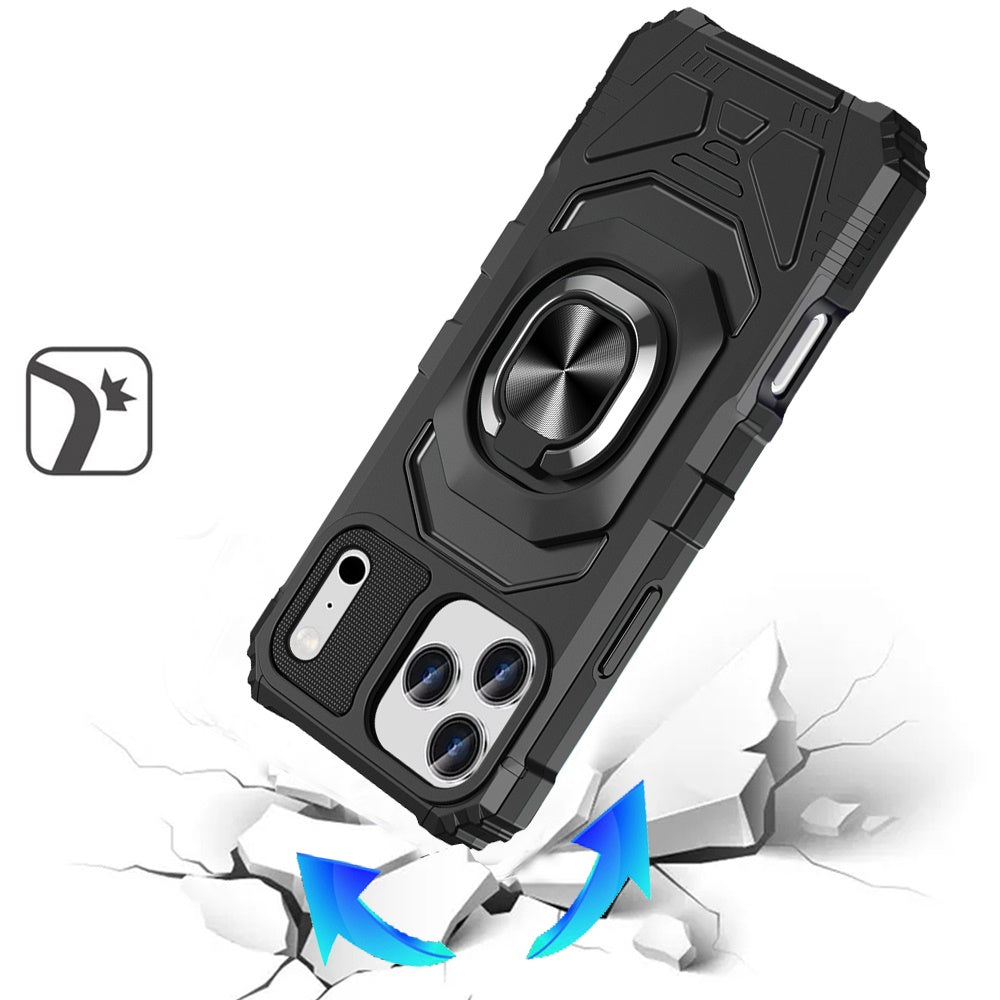 For Apple iPhone 17 Pro (6.3") Hybrid Dual Layer with 360° Rotate Magnetic Ring Stand Holder Kickstand TPU Rugged PC Shockproof Case Cover
