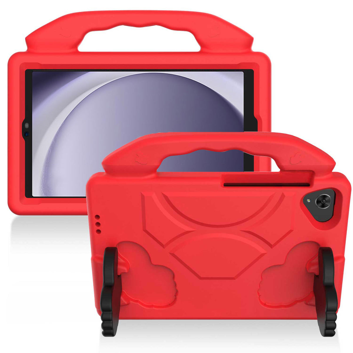 For Kid-Friendly Hybrid Tablet Shockproof Stand Case Antislip Rubber Silicone TPU - Thumbs Up Kickstand Red Tablet Case Cover