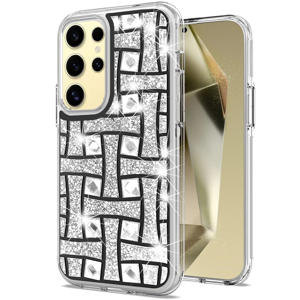 For Samsung Galaxy S25 Ultra Sparkly 3D Design Diamond Shockproof Protective Bling Glitter Rhinestone Hybrid Skin PC & TPU Case Cover