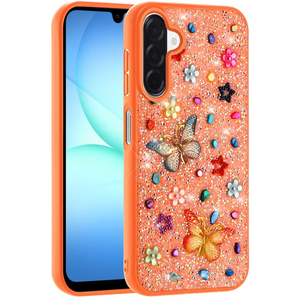 Phone Case for Galaxy A17 5G 3D Butterfly Diamond Bling Glitter Shockproof Stylish Protective Luxury Hybrid Sparkly Durable Grip Design Cover