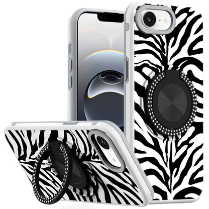 Pattern Design Hybrid with Invisible Ring Stand & Magnetic Back, Shockproof Protective Grip