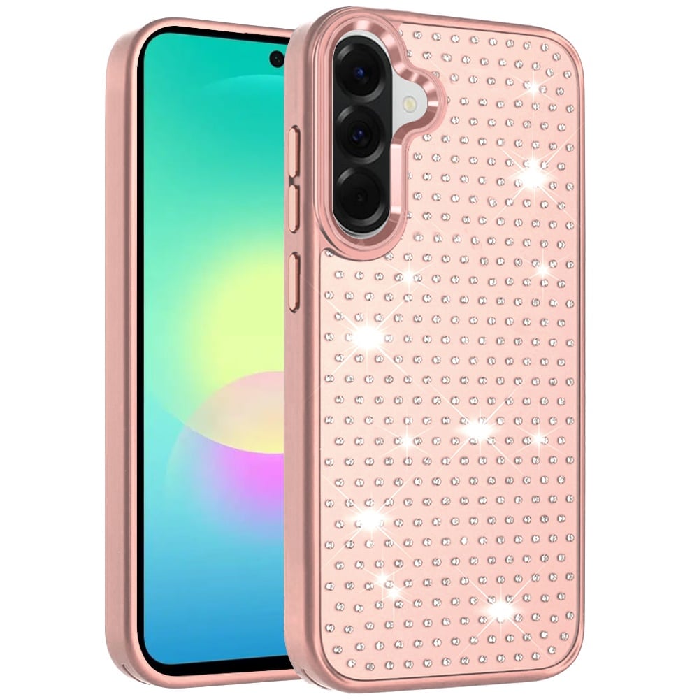 Phone Case for Samsung Galaxy A27 Luxury Diamond Bling Sparkle Chrome Metallic Edge Shockproof Durable Protective Stylish Premium Hybrid Design Cover