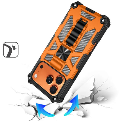 For Apple iPhone 17 (6.3") Hybrid Shockproof [Military Grade] Rugged Protective with Magnetic Car Mount & Invisible Stand Case Cover Cosmic Orange