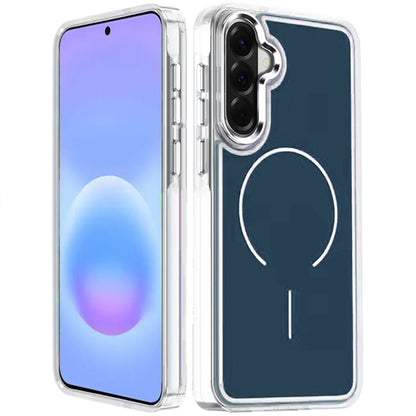 Phone Case for Samsung Galaxy A57 Metallic Transparent Magnetic Magsafe Compatible Shockproof Hybrid TPU Durable Clear Protective Grip Cover Blue
