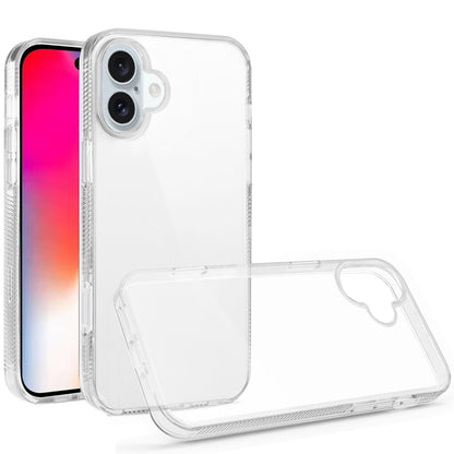 For Apple iPhone 16 Plus (6.7") Classic Transparent Hybrid Acrylic Thick 2.0mm Rubber Gummy Hard Back PC TPU Frame Case Cover Clear
